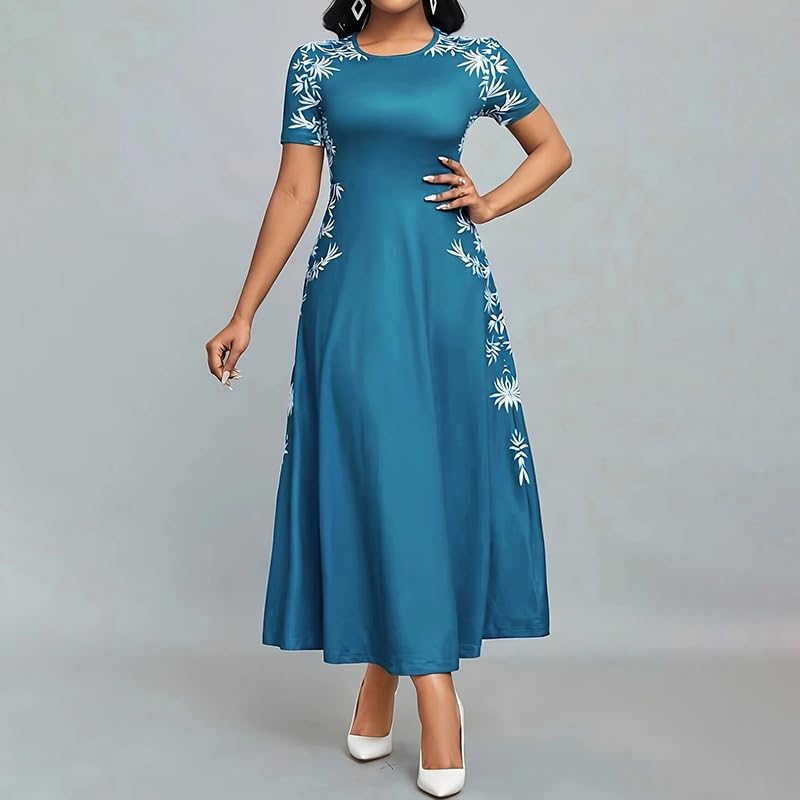 Elegant Empire Waist Maxi Dress – Short Sleeve Flowy A-Line, Casual & Comfortable, Breathable Sun Dress for Women4