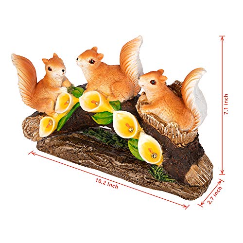 Squirrels-Garden-statues-and-figurines-Garden-Art-Outdoor-for-all-seasons-Garden-Decor-Solar-Statue-with-5-Calla-Lily-Lights-Garden-figurines-outdoor-Gift-for-Patio-Lawn-Yard
