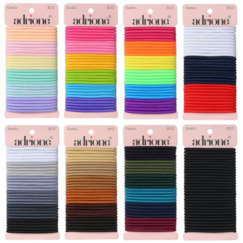 ADRIONE Colorful Hair Ties for Women Girls & Kids 288 Bulk Pack 4MM Ponytail Holders Hair Elastic Bands for Thick Medium Thin Fine Short Hair Rubber Bands No Damage Non Slip (40 Assorted Colors)