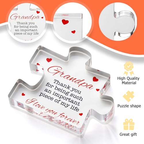 Image of Gifts for Grandpa - Engraved Acrylic Block Puzzle Gift 3.35 x 2.76 inch - Novelty Birthday, Christmas, Valentine's Gifts
