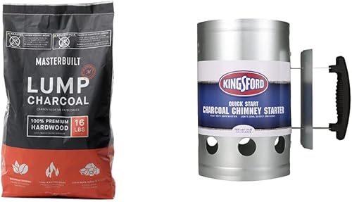 Masterbuilt MB20091621 - Carbón grumoso de 16 libras, negro y Kingsford Heavy Duty Deluxe - Arrancador de chimenea de carbón para parrilla de carbón