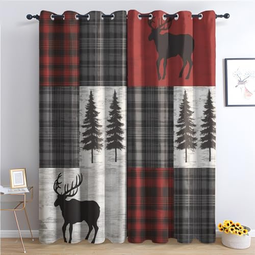 Rideau Occultant Thermiques Cerf Animaux de la Forêt - Lot de 2 Rideaux Imprimé pour Salon Chambre Fenetre Cuisine, Rideaux et Draperies Intérieurs à...