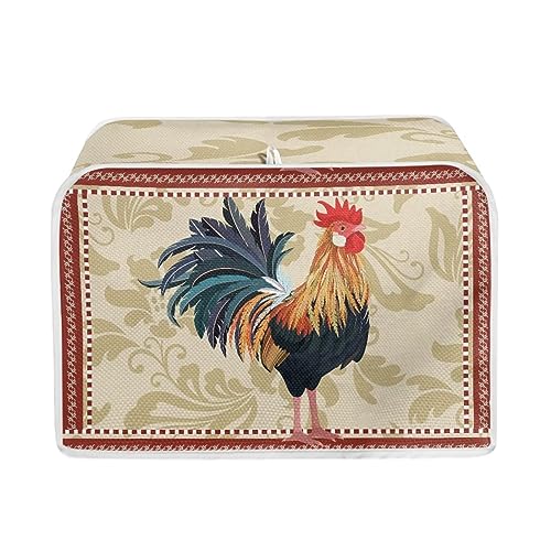 JSLXYYBQ Rooster Pattern Retro Kitchen Toaster Cover, Dust Cover for Protect Bread Machine, Water Resistant, Spandex, Brown