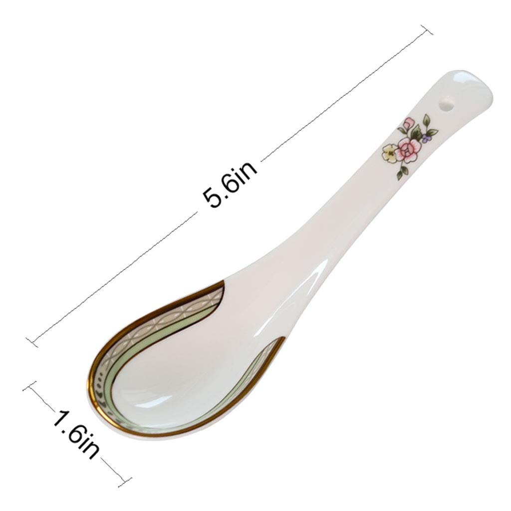 Lot de 10 cuillères en céramique, petites cuillères ménagères, cuillères à riz, en porcelaine d'os et en céramique, cuillères de 14 cm de long pour manger
