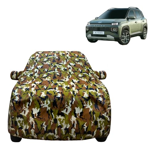 Image of VYAS Car Body Cover Dustproof for Exter (2023-2026) Compatible with Hyundai Exter Car Cover, Comes with Bird Droppings, Scratch, UV and Paint Protection Jungle Camouflage