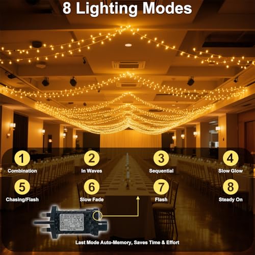 Fairy Lights Plug in, 30m 300 LEDs Fairy Lights Mains Powered, Waterproof Warm White String Lights with 8 Modes Indoor Outdoor for Bedroom Patio Party Tree Wedding Decorations - Image 4