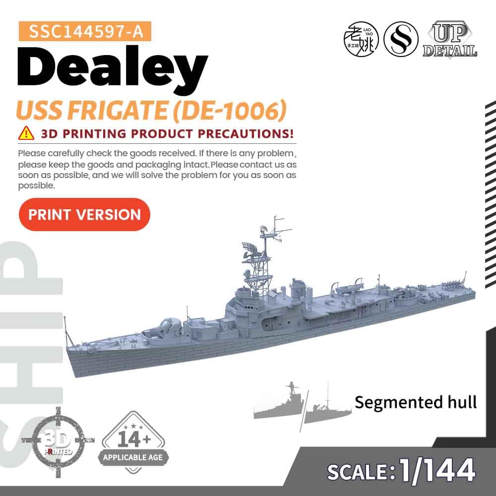 MRY-SFW SSC144597-A 1/144 zestaw do budowy modelu wojskowego USS Dealey Frigate (DE-1006) Segmentowany kadłub