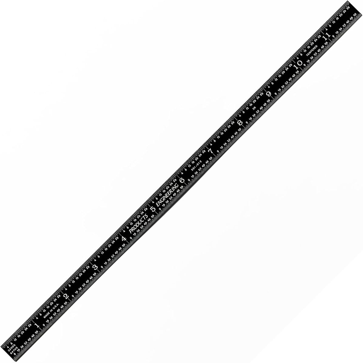 12" Stainless Steel Ruler, High Contrast Rigid Metal Rule with Black Chrome Finish, 3R Graduation (1/32“, 1/64”; 1/10“, 1/50), Trusted by Professionals, Made in USA