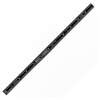 PEC Tools 12" Stainless Steel Ruler, High Contrast Rigid Metal Rule with Black Chrome Finish, 3R Graduation 1/32, 1/64; 1/10, 1/50, Trusted by Professionals, Made in USA
