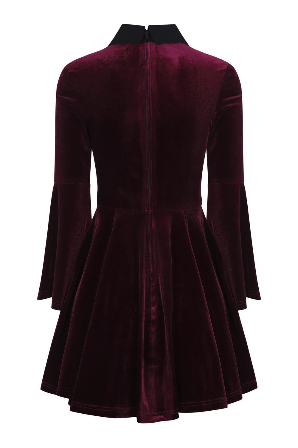 Hell Bunny Prudence Dress Women Short Dress Burgundy M, 95% Polyester, 5% Elastane,
