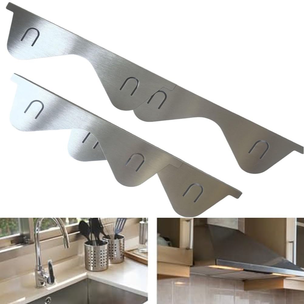 Kitchen Upgrade Lot de 4 couvre-joints rétractables en acier inoxydable Argenté