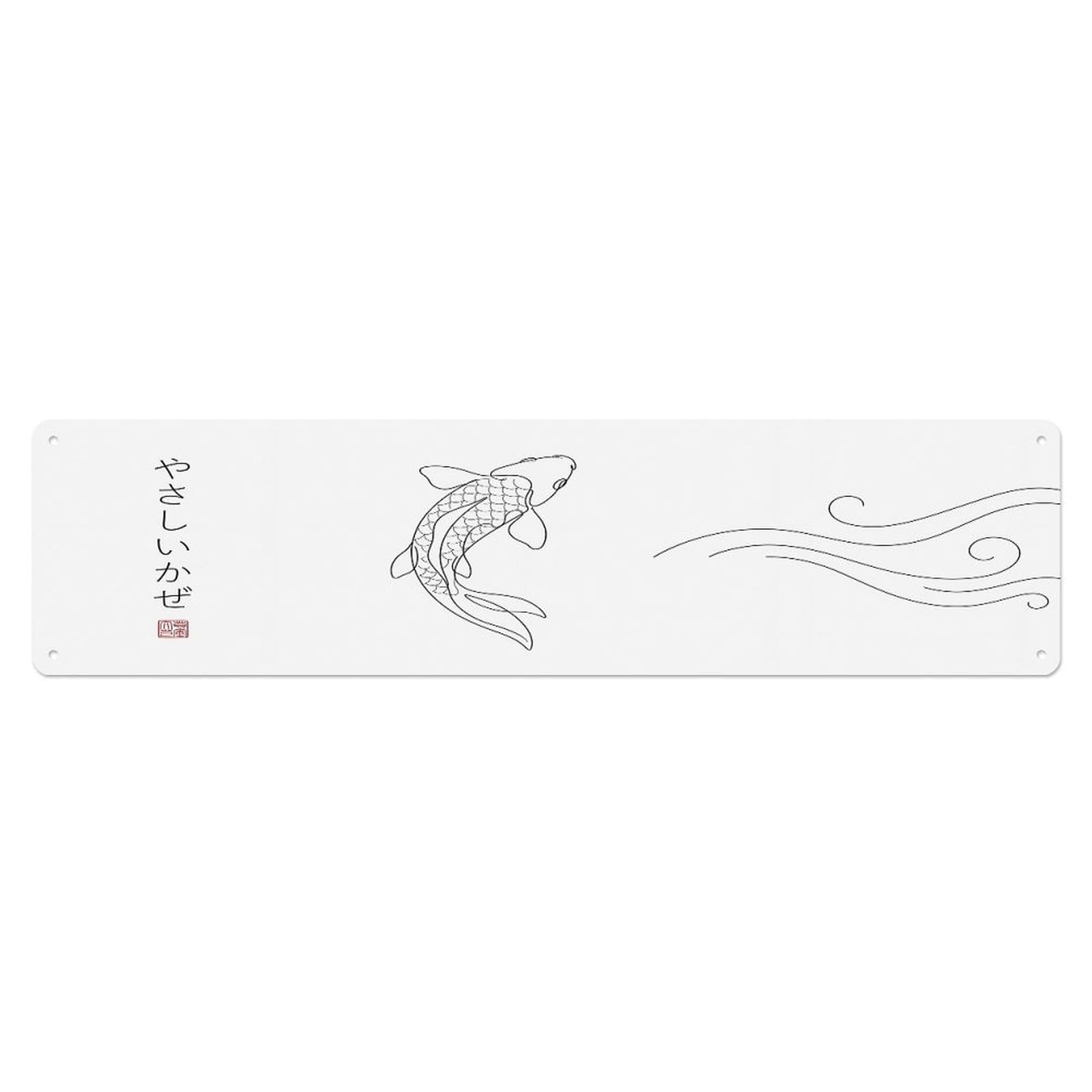 Xanthor Style Metal Tin Sign Vintage Koi Fish Japanese Floating