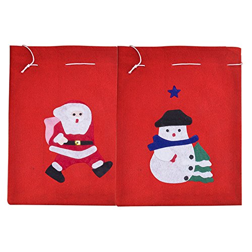 Saflyse 2pcs Natale Sacco Babbo Natale albero di Natale regalo sacco di Babbo Natale 30*40cm