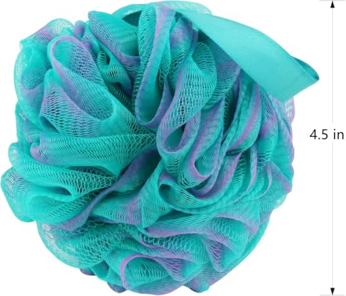 Image of Loofah Sponge Shower Loofahs 4 Colors Bath Sponges Body Scrubbers | Mesh Balls 60g Luffa for Rich Lather Exfoliating Wash Back Scrubber Bathroom Men Women 4 Pack Cleaning Bathing Accessories