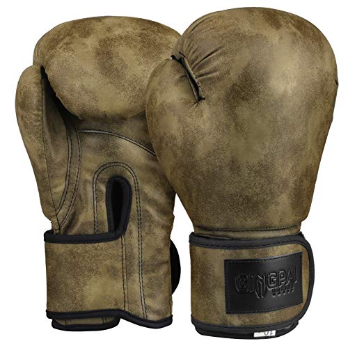 GINGPAI Boxing Gloves, Kickboxing, Sparring, Punching Heavy Bag Gloves for Training (Dark Green, 12oz)