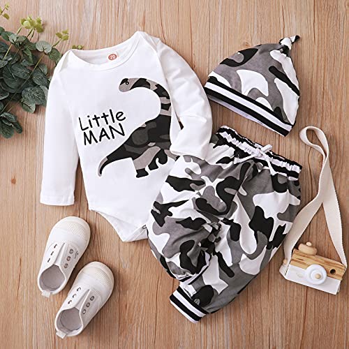U-Sinmule Pasgeboren Baby Jongens Gentleman Kleding Set Brief Gedrukt Romper + Broek + Hoed Baby Jongens Outfits Set 0-18M - Afbeelding 3