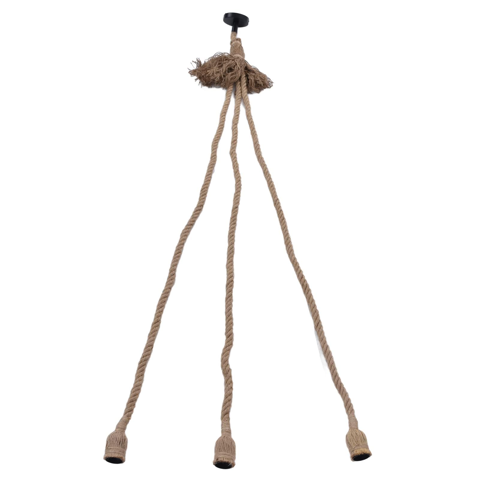 Cable de Luz Colgante, Cuerda de Cáñamo E27 Base de Portalámparas Luces Colgantes de Ahorro de Energía, Lámpara Colgante con Portalámparas de Forma Ajustable 3, para Decoración de la Casa