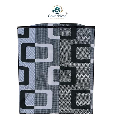 Image of Covernest Semi Automatic Washing Machine Cover, Dustproof, Compatible with 6 Kg - 7.5 Kg Washing Machines (WMC-BLACK SQUARE SEMI)