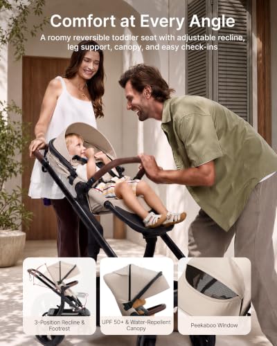 Image of Momcozy ChangeGo Baby Stroller, Convertible Single-to-Double-to-Wagon Stroller with 23 Configurations