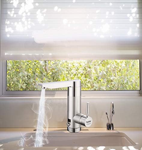 Electric Hot Water Taps,Topser KA-06 Pro Adjustable Power Electric Instant Heater Kitchen Sink Taps,180°Swivel Cold and Hot Water Taps with Lcd Temperature Display for Kitchen,Bathroom,Washroom