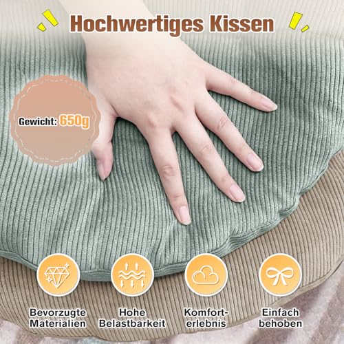 Lsjoaw Sitzkissen Rund 30cm Dicke 6cm 1 Stück Bodenkissen Rund Sitzpolster Stuhlauflage Sitzpolster Stuhlkissen Polster Auflage für Wohnzimmer Büro Konferenzraum Cordstoff (MintgrüN)