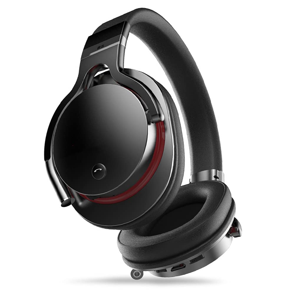 Bezprzewodowe słuchawki nauszne, słuchawki sportowe Bluetooth, Hi-Res audio, głębokie basy, puchar do uszu z pianki pamięci, dla długotrwałego noszenia,Black