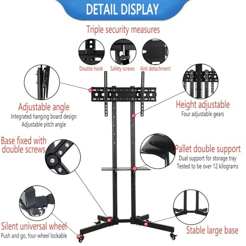 Soporte móvil para TV de 32-65 pulgadas con ruedas y altura ajustable miniatura 3