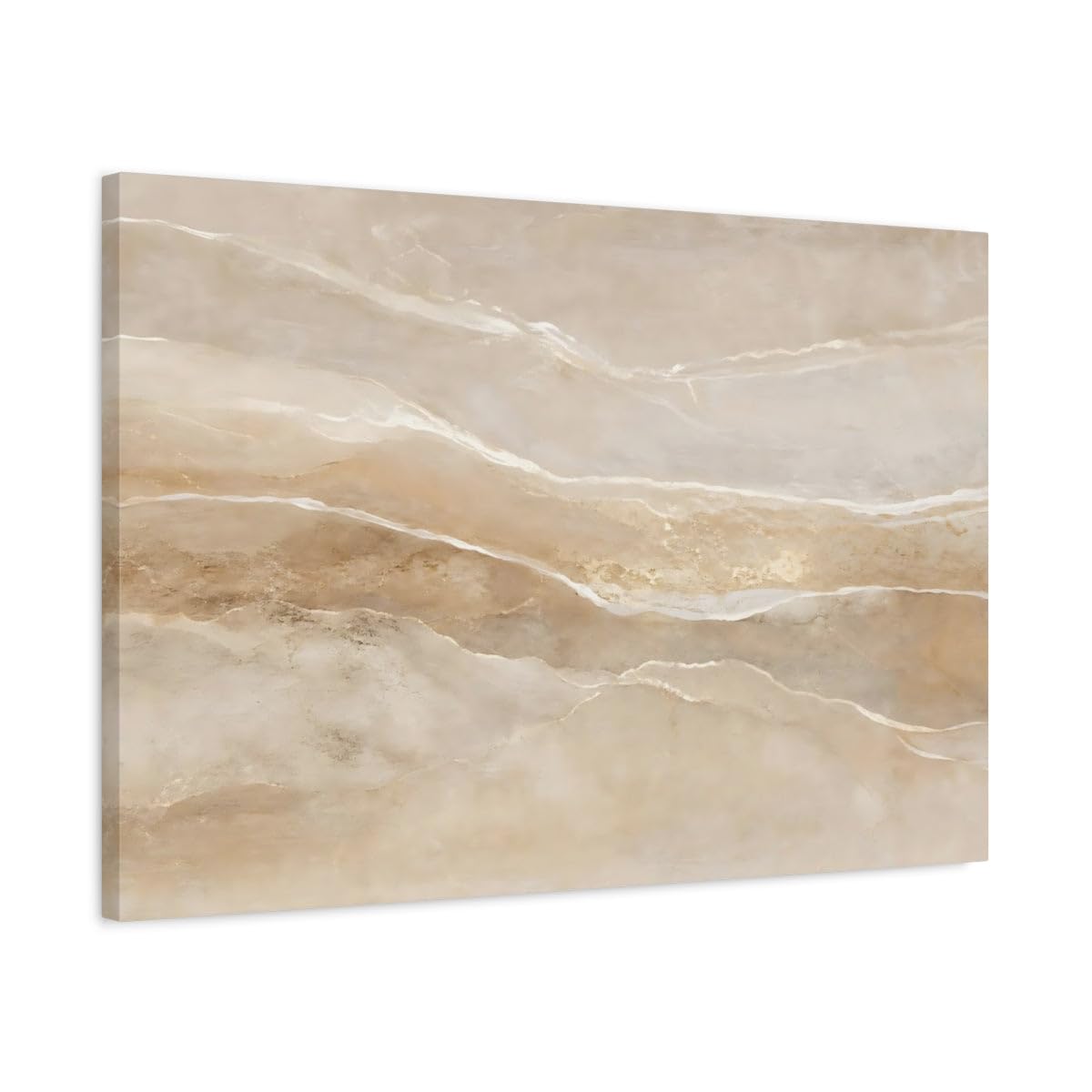 Nature Marble Texture Beige And White Canvas Print – Abstract Decor for Living Room, Above Sofa 30×20 inch (75×50 cm) - Horizontal / 1.25 inch (3 cm)