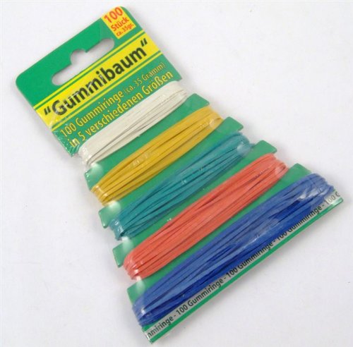 100 Gummiringe (ca. 37 Gramm)'Gummibaum' in 5 verschiedenen Größen