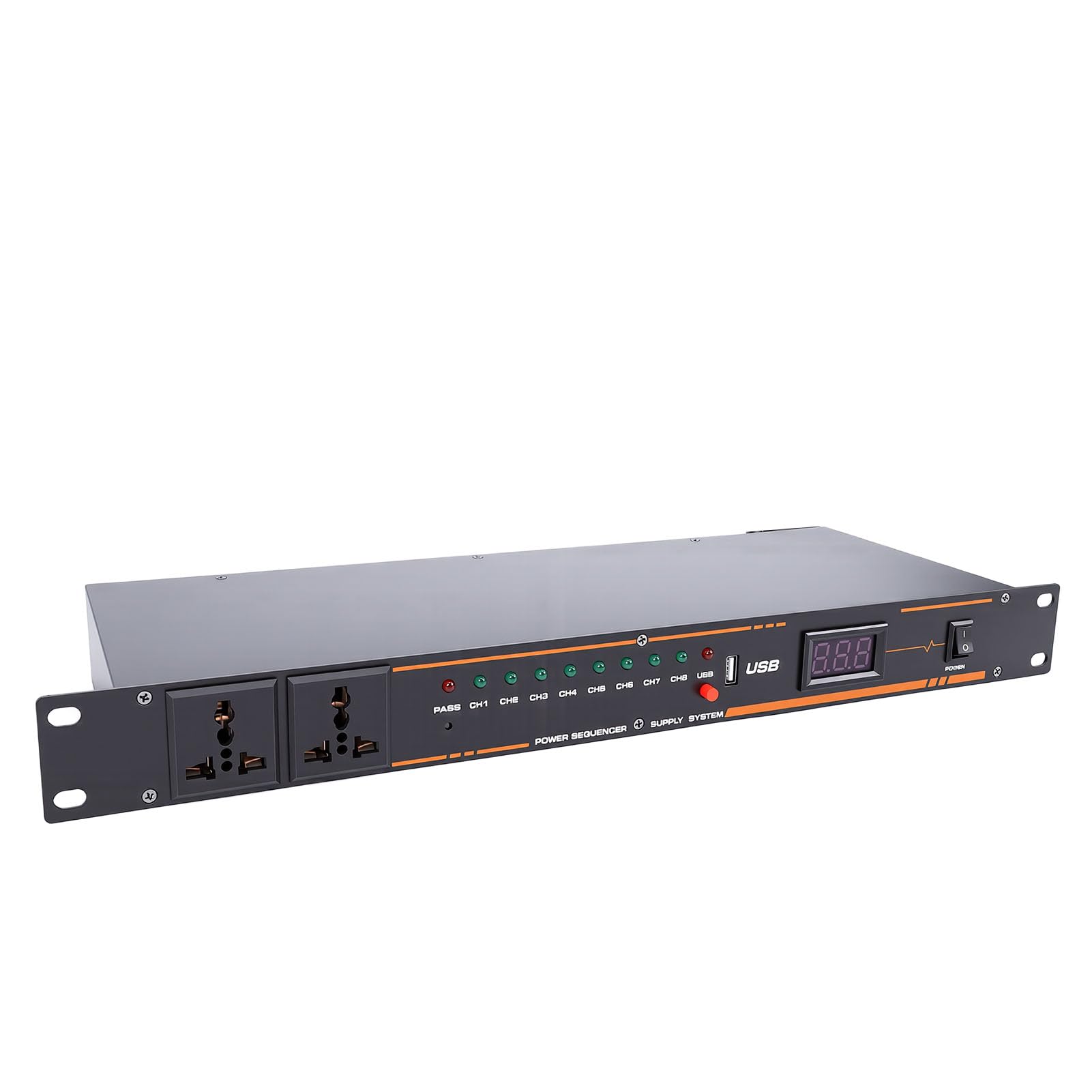 Akozon Kondycjoner Power Sequencer Profesjonalny Cyfrowy Regulator z Wyświetlaczem do Sprzętu dźwiękowego. Sekwenser Mocy z 10 Gniazdami (wtyczka UE)