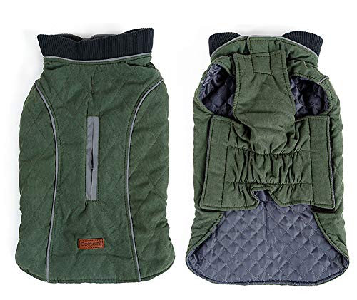 Penivo Chaqueta de 6 Colores para Mascotas Ropa para Perros Repelente al Agua, Ropa Abrigada de Invierno Abrigos Reversibles para Perros pequeños medianos (L, Verde)