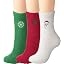 3 Pairs Christmas Green Red Beige