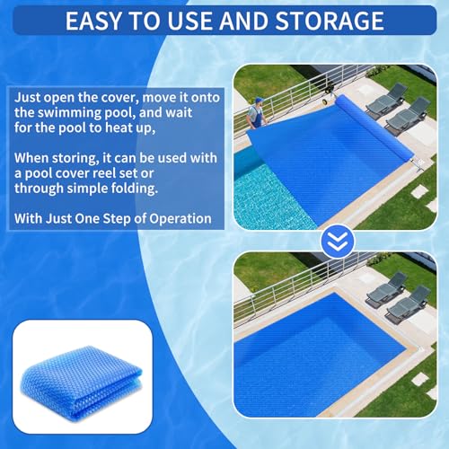 Evoio Solar Pool Covers, 16 x 32 Foot Solar Pool Blankets for Inground Above Ground Rectangular Swimming Pools, Heavy-Duty Floating Bubble Pool Hot Tub Spa Covers Thermal Blanket (16 x 32 Ft) by Evoio - Image 8