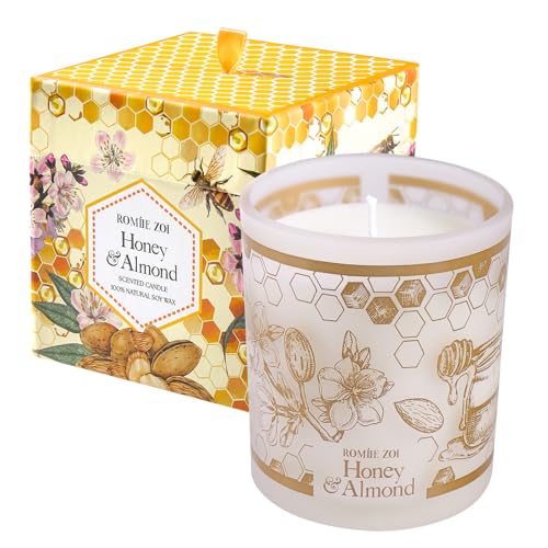 ROMIIE ZOI Aromatherapy Candle - Honey & Almond - 6oz Soy Wax Candle for Birthday Gift for Her