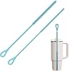 Silicone Straw Cleaner Brush, 2Pcs Reusable Straw Brush for Straws, Non-slip Handle Soft and Bendable, 6mm+9mm, Blue