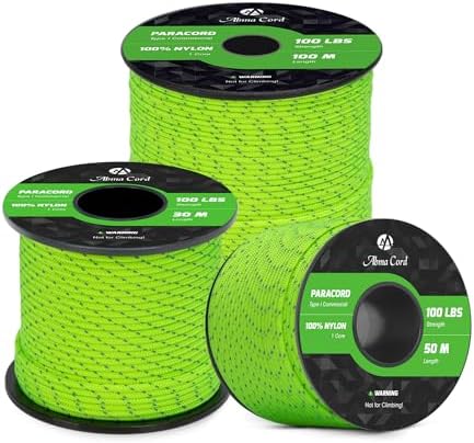Abma Cord Paracord 2mm 100% Nylon Rope (30m-50m-100m) 1 Strand Type I Parachute Cord - Max. 45kg (100lbs) - Forest Camo, 30m
