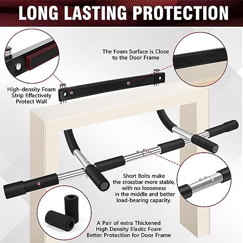 Pull Up Bar for Doorway | No-Screw Portable Chin Up Bar | Heavy Duty Steel Up to 440 lbs | Multi-Function Home Gym with Foam Grips | Easy Install Door Frame Pull-Up Bar by SPORTIC - Image 4