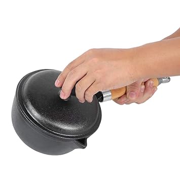 Pasta Pot, Drip Spout Design Multipurpose Household 5.9in Cast Iron Saucepan, for Home Kitchen Boiling Soup