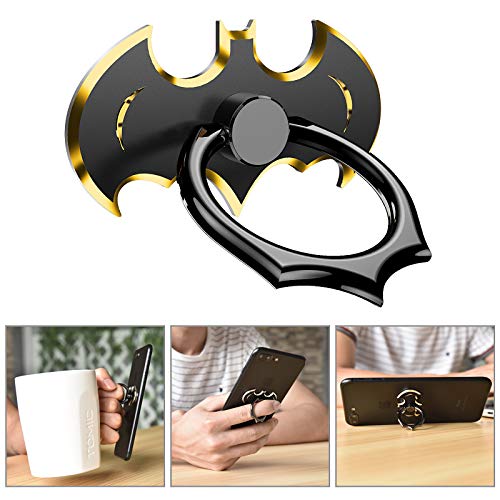OATSBASF バンカーリング ブラック 薄型 スマホリング かっこいい 携帯用リング 指リング 携帯 落下防止 バットリングホルダー スマホ全種類/タブレット対応 (黒金1)
