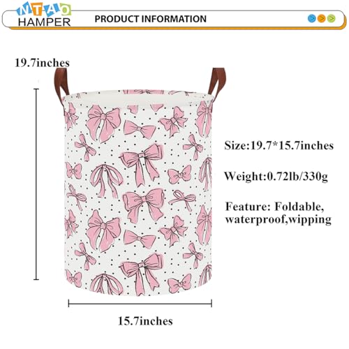 Image of NTAOHAMPER Laundry Hamper,Laundry Basket,Baby Nursery Hamper,Waterproof Storage Bin,Clothes Organizer Basket,Room Decor(Hand-drawn Bowknot)