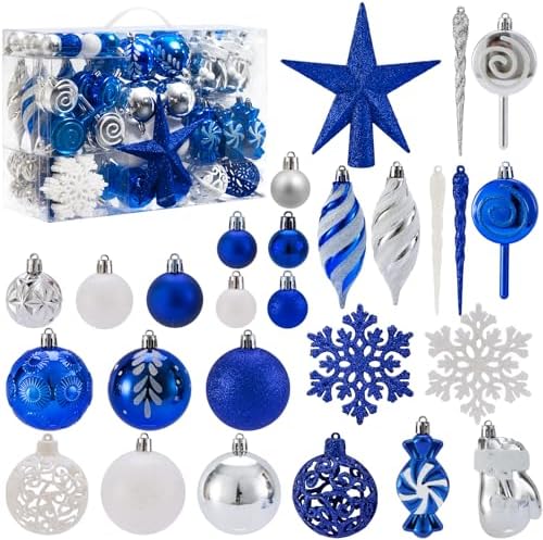 130 Pcs Christmas Ball Ornaments, Christmas Tree Decoration Set R...