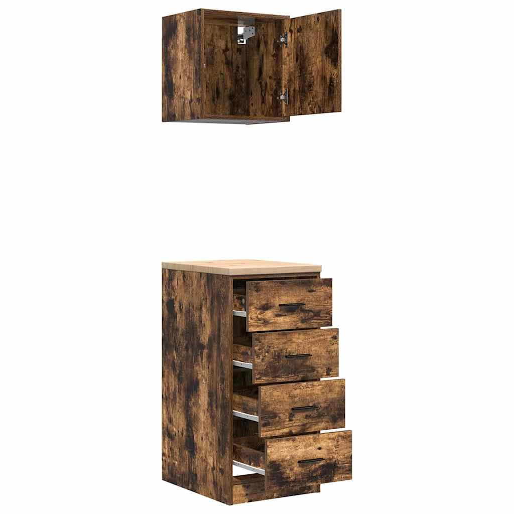 Generisch Garagenschränke 2 STK. Räuchereiche Holzwerkstoff,Wirtschaft Industrie,Gewerbliche Lagerung,Industrieschränke-3328327
