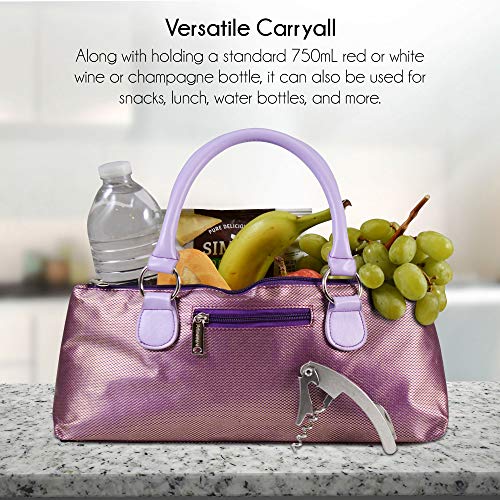 Image of Primeware Wine Clutch Bag (Thermal Insulated) Trendy Women's Carry Tote | Holds Red & White 750mL Bottles | Trendy Fashion | Incl. Portable Waiter-Style Corkscrew