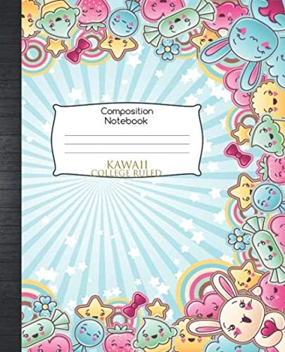 Kawaii College Ruled Composition Notebook: Pink Cute Kawaii Themed Japanese School Supplies Lined Paper For Girls To Write In At School Gift Idea