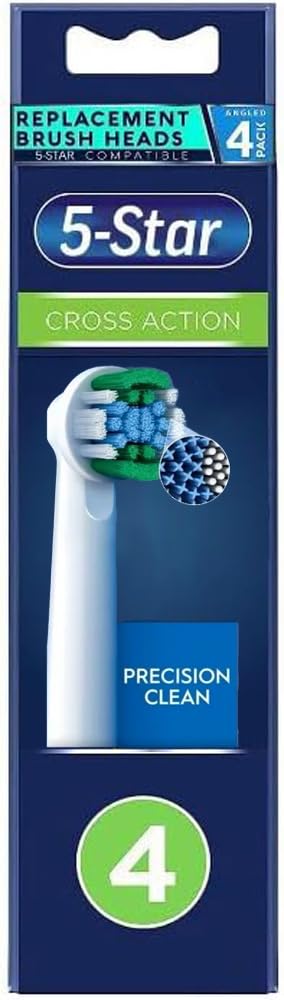 5-Star Toothbrush Heads Compatible with Oral-B Braun, Professional Electric Toothbrush Heads for Oral B Replacement Heads Refill Pro. 4 Pack