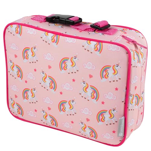 Bentology Lunch Bag for Girls- Kids Insulated Durable Lunchbox Tote Fits Bento Boxes, Containers, Jars & Water Bottles- Reusable School Lunch Sleeve w Clip on Handle- Keep Food Hotter or Colder Longer