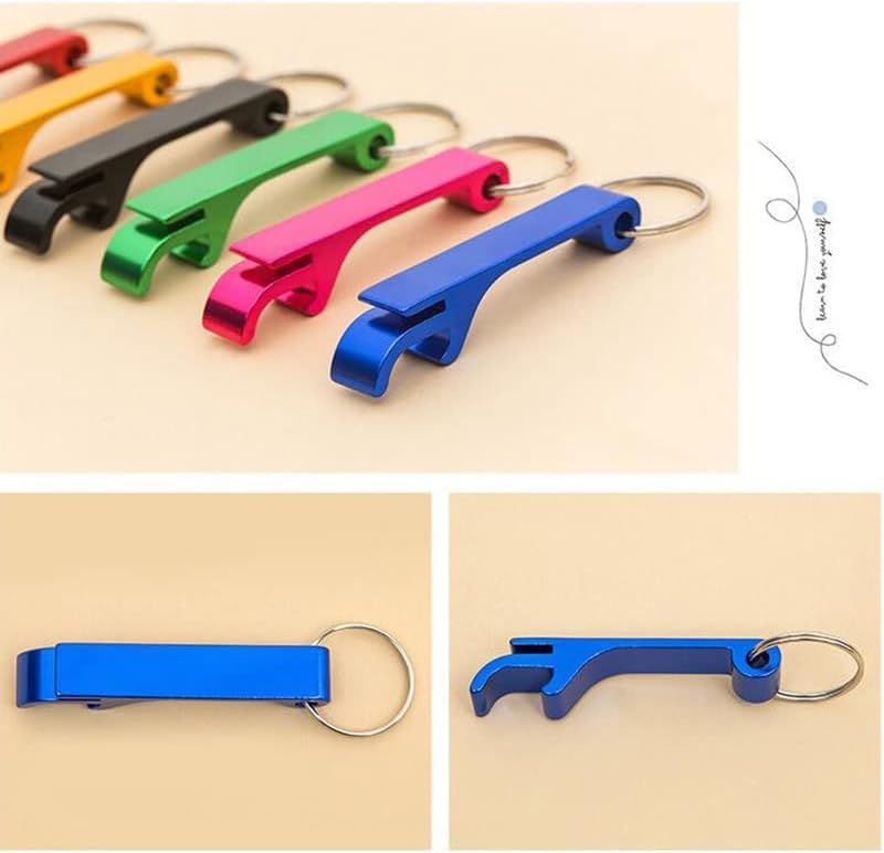 Vista 5 de SEIWEI Abrebotellas de cerveza de metal, llavero de aluminio, abrebotellas de bolsillo con llavero para latas de bebidas de bar para hombres