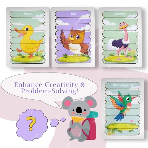 Image of Lefan 5-in-1 Wooden Bird Stick Puzzle - Animal Puzzle Sticks Set Kids Toys for 2-5 Years boy - Montessori Early Learning Toy Gift 3 4 5 6 7 8 Years Kids