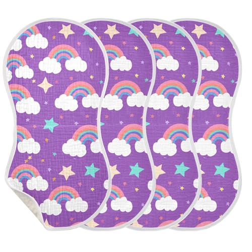 xigua Playful Clouds Muslin Baby Burp Cloths Set of 1, Super Soft & Absorbent Burping Rags, Cotton Burp Clothes Shower Gift for Newborn, Baby Girls and Boys3