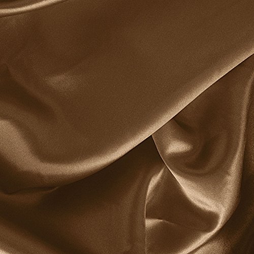 The Fabric Exchange Solid Satin Charmeuse 60' Wide Fabric by The Yard | Lightweight Smooth Polyester with Glossy Finish | Perfect for Apparel, Costumes, Lingerie, Drapes & Crafts (Mocha)
